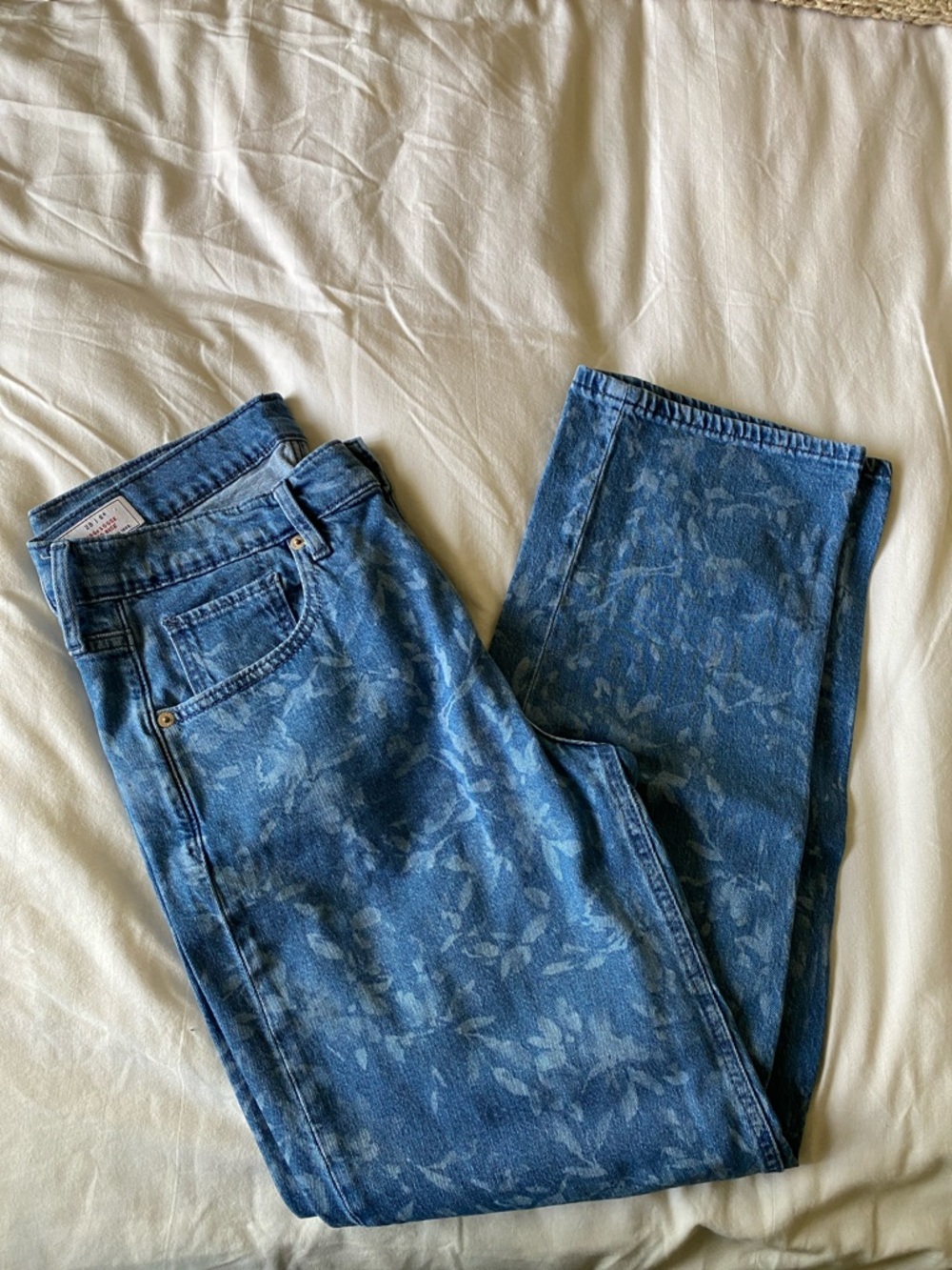Gap Blue Floral-Print Mid-Rise Jeans